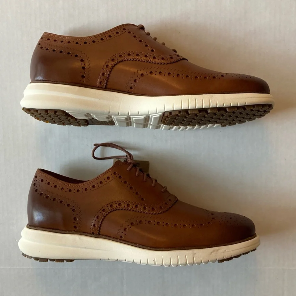 NWT Cole Haan Miles Leather Wingtip Oxford Tan Non-Slip Men’s Shoes